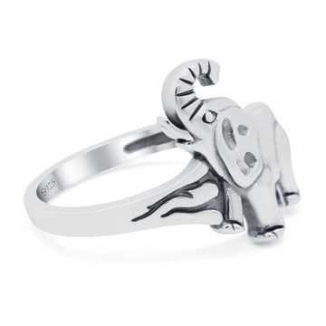 Elephant Oxidized Band Solid 925 Sterling Silver Thumb Ring (14mm)